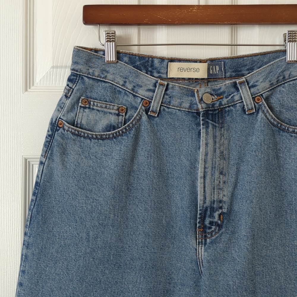 Gap Y2K Vintage Medium Wash High Waisted Reverse Fit Ankle Length Mom Jeans 12 - Picture 10 of 13